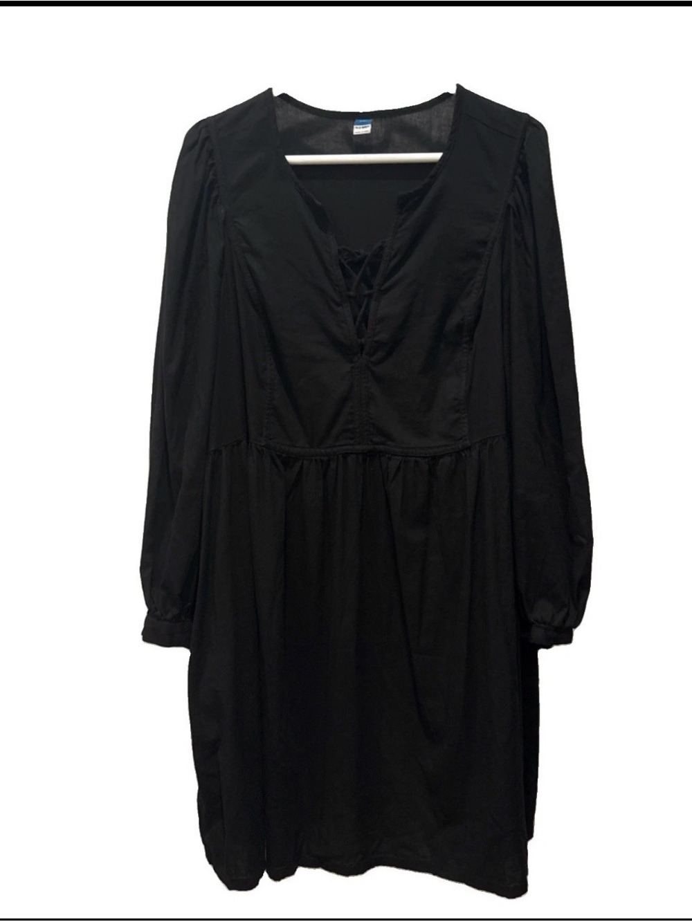 Old Navy Black Long Sleeve Lace-Up midi swing  Dress xxl